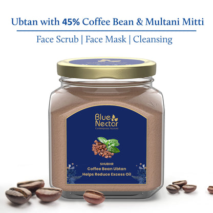 Blue Nectar Coffee Bean Ubtan Face Pack & Mask for Skin Repair & Detan (11 Herbs)