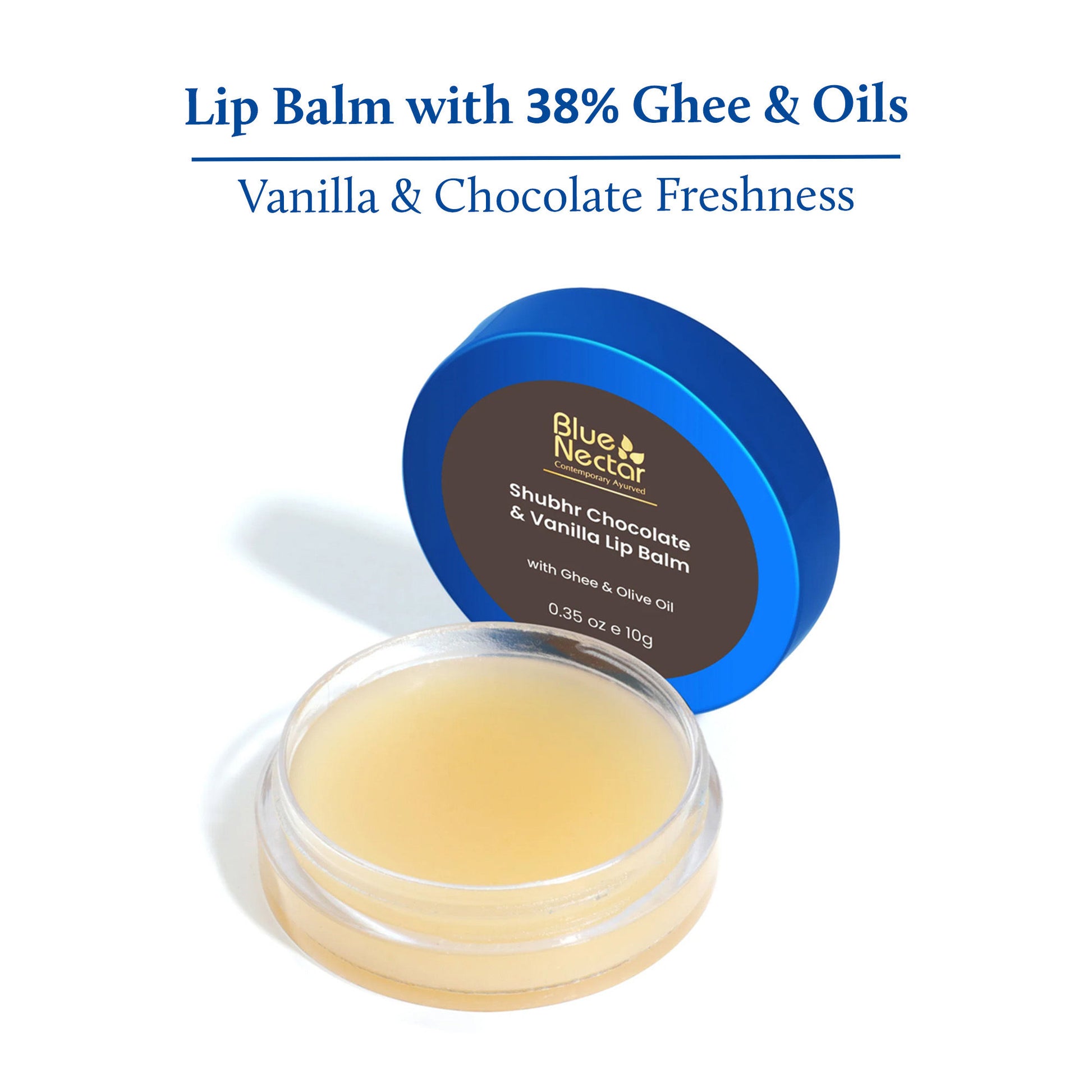 Blue Nectar Chocolate & Vanilla Hydrating Lip Balm with Ghee for Dry Chapped Lips