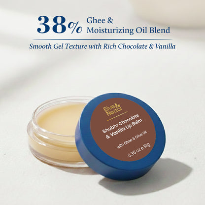 Blue Nectar Chocolate & Vanilla Hydrating Lip Balm with Ghee for Dry Chapped Lips