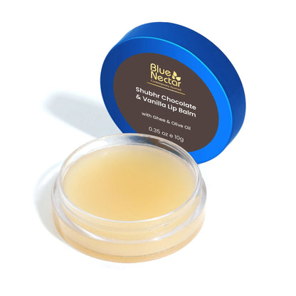 Blue Nectar Chocolate & Vanilla Hydrating Lip Balm with Ghee for Dry Chapped Lips