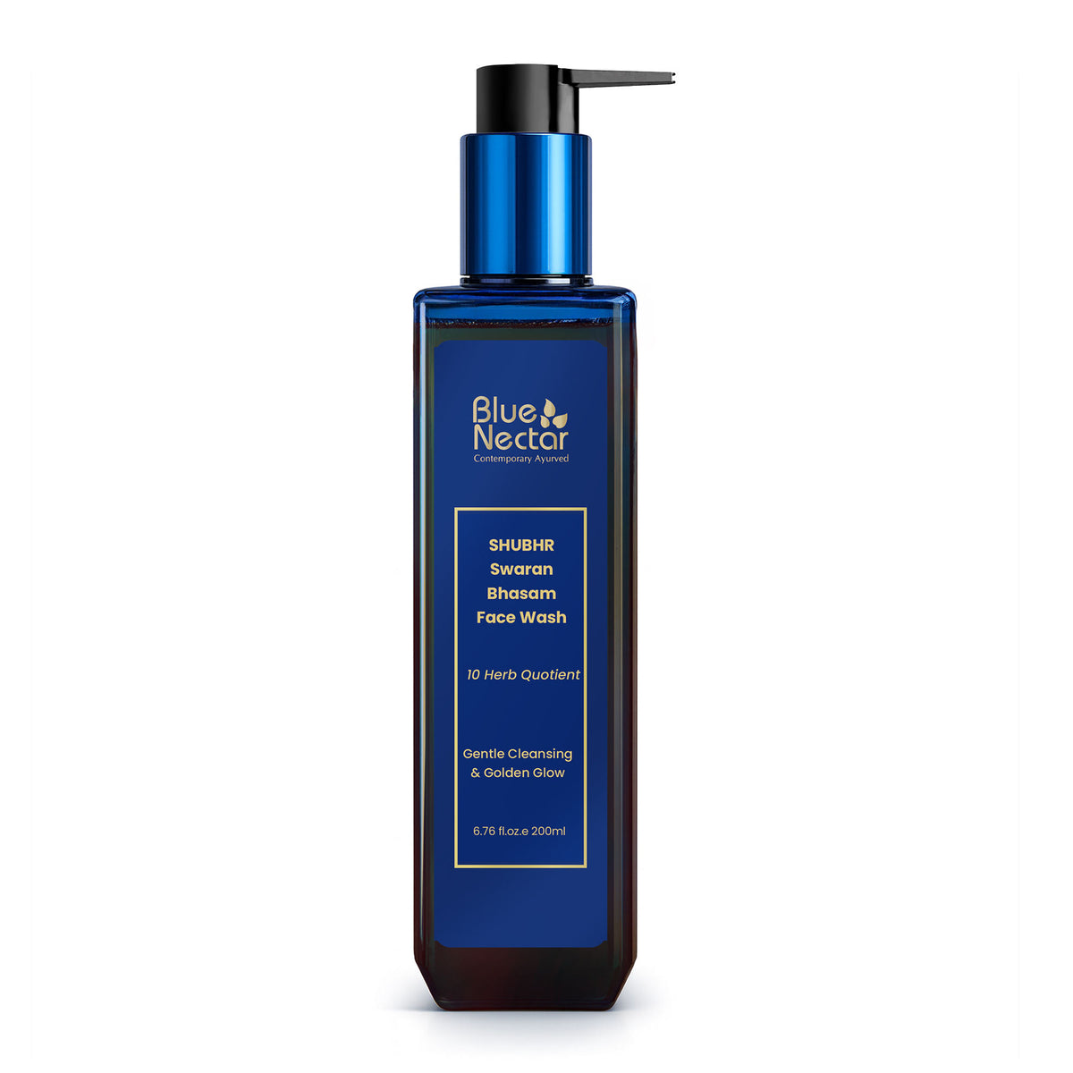 Blue Nectar 24K Gold Swaran Bhasam Ayurvedic face wash in a white tube with gold accents, designed for skin cleansing and rejuvenation.