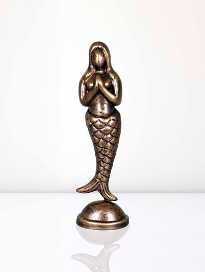 Niharika Collections Handmade Clay Terracotta Abstract Sculpture Matsya Kanya Idol for Gifts and Décor (Metallic Golden)