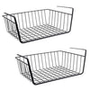 Go Hooked Multipurpose 16 Inch Under Shelf Basket Powder Coated Iron Under Cabinet Organiser Undershelf Organiser Basket Under Shelf Storage Rack for Kitchen Bedroom Office Pack of 2 Black