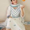Indyancart IE Women Floral Embroidered Cotton Kurta with Trousers & Dupatta