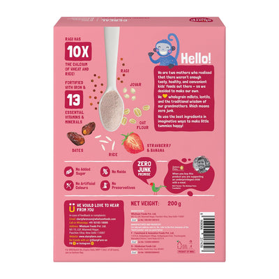 Slurrp Farm Instant Cereal With Ragi, Rice & Strawberry with Milk