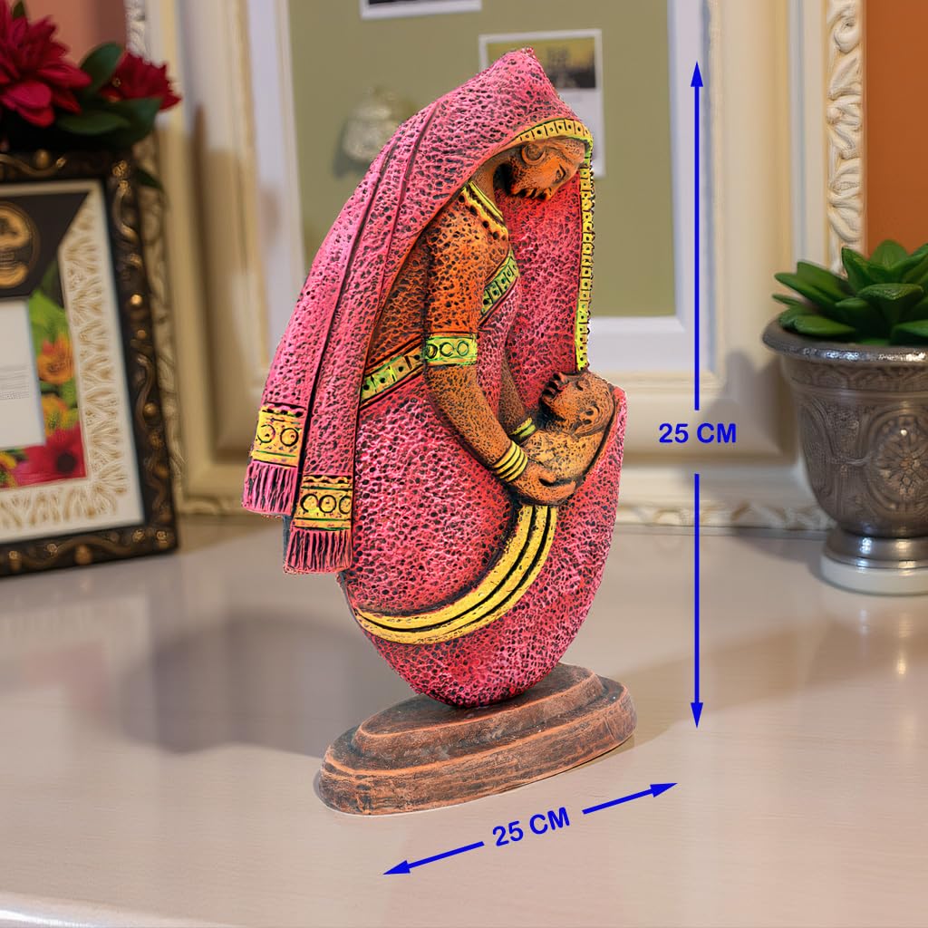 Niharika Collections Handmade Terracotta Clay Idol | Spiritual Vintage Style Statue |Musical Ganesha-Set of 6 -Orange Shade