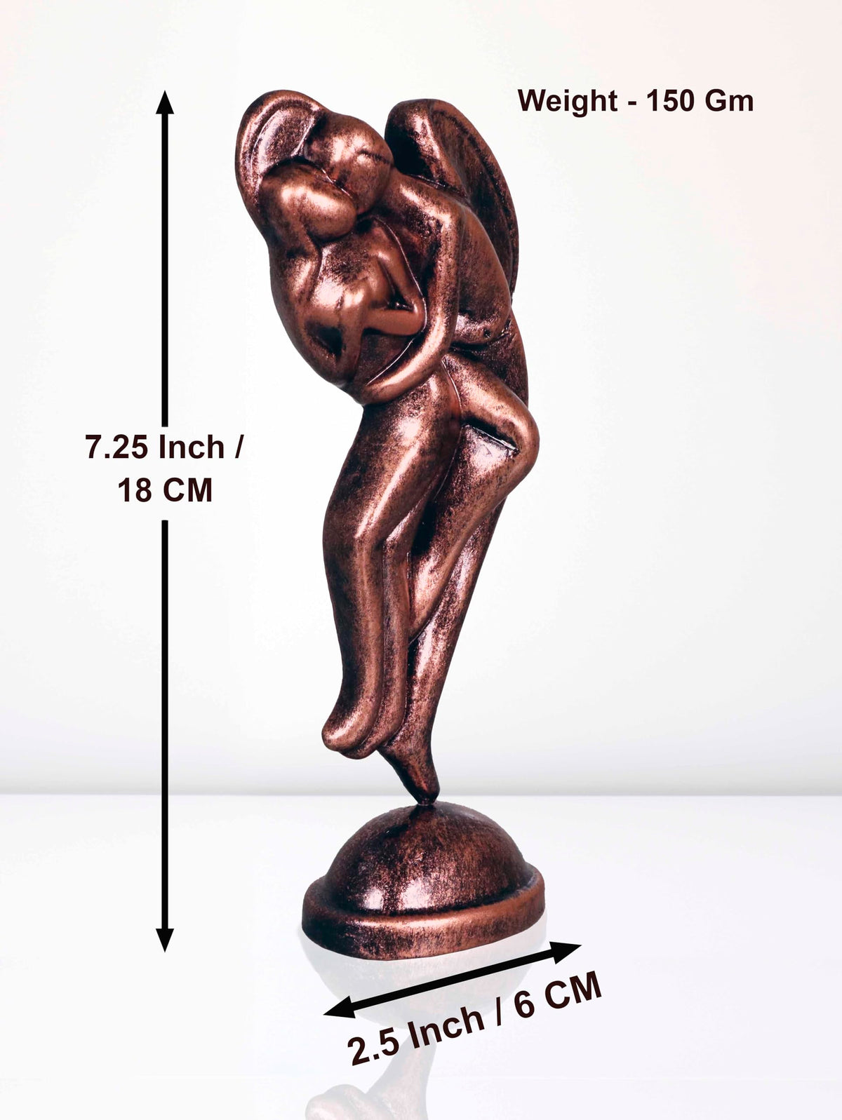 Niharika Collections Handmade Clay Terracotta Abstract Sculpture Love Angels Couple Idol for Gifts and Décor (Metallic Bronze)