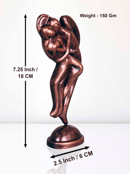 Niharika Collections Handmade Clay Terracotta Abstract Sculpture Love Angels Couple Idol for Gifts and Décor (Metallic Bronze)