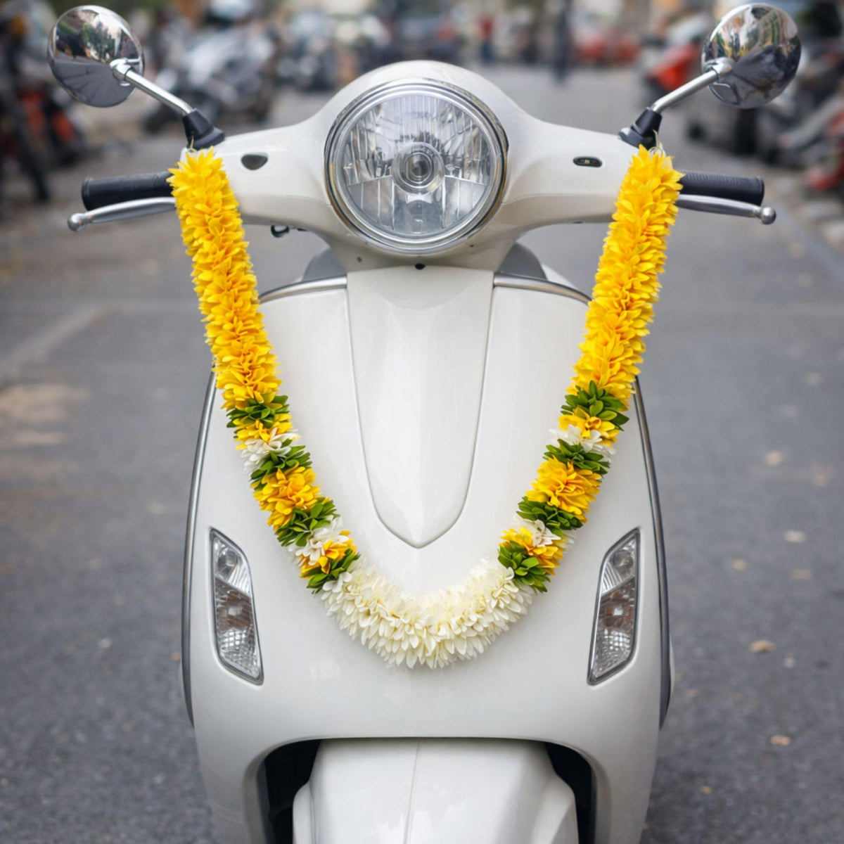 Flower Garland for Mandir Decoration, 40 Inches Hanging Mala for Photo Frame, Haar Mala for God Idols, Photo Frames of Loved Ones, Ancestors & Pooja Room Décor (Sunflower Yellow)