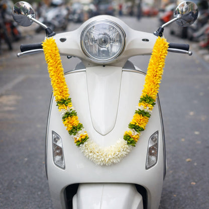 Flower Garland for Mandir Decoration, 40 Inches Hanging Mala for Photo Frame, Haar Mala for God Idols, Photo Frames of Loved Ones, Ancestors & Pooja Room Décor (Sunflower Yellow)