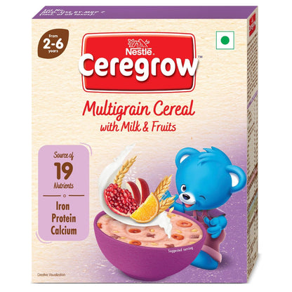 Nestle Ceregrow Kids (2-6 yrs) Cereal-Multigrain, Milk & Fruits, Rich in Iron, Calcium & Protein - Indyancart
