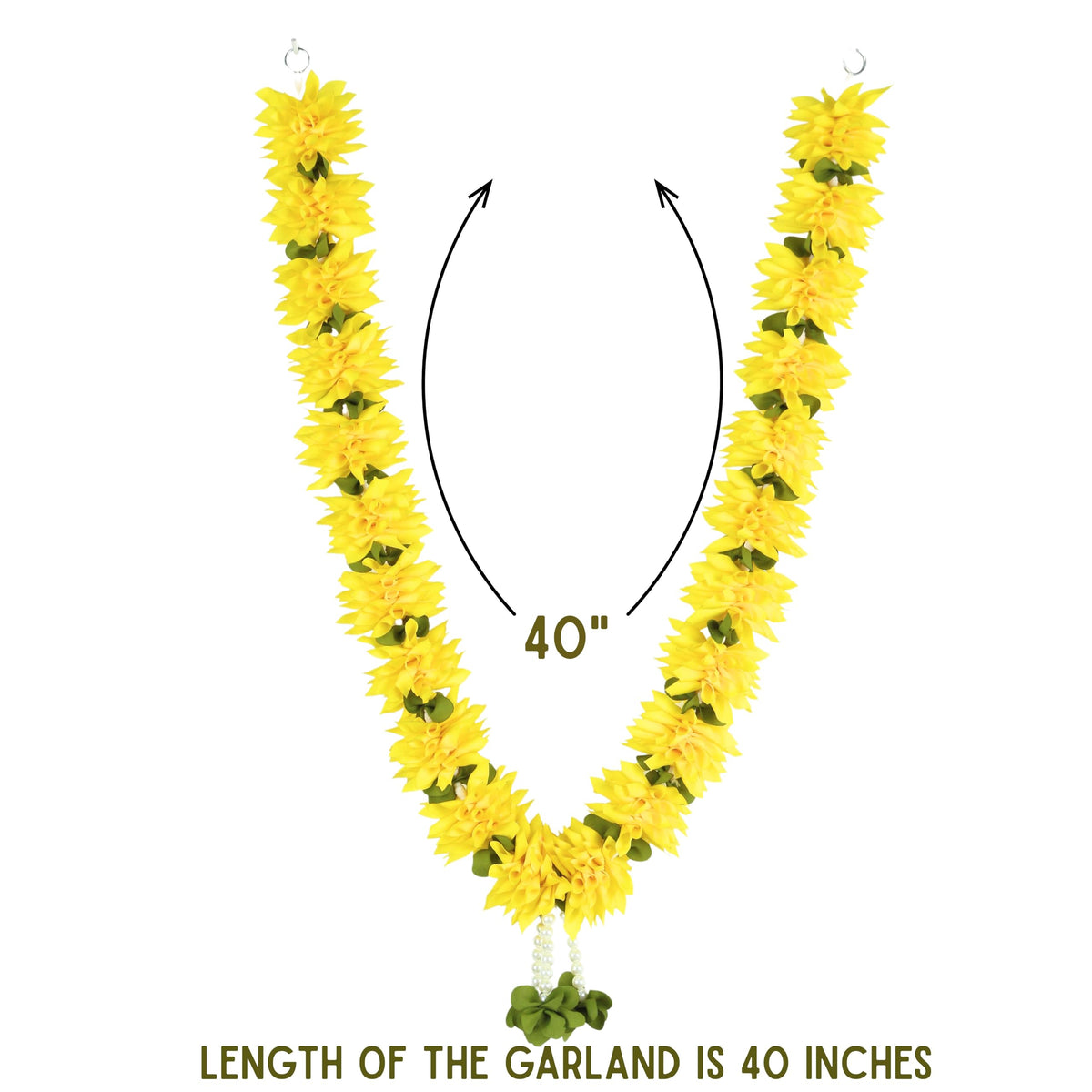 Artificial Garland for Home Decoration, 40 Inches Handcrafted Artificial Rose Flower Garland for Sankranti Ugadi Varamahalakshmi Wedding Event, Diwali & Navaratri Festivals (Yellow)