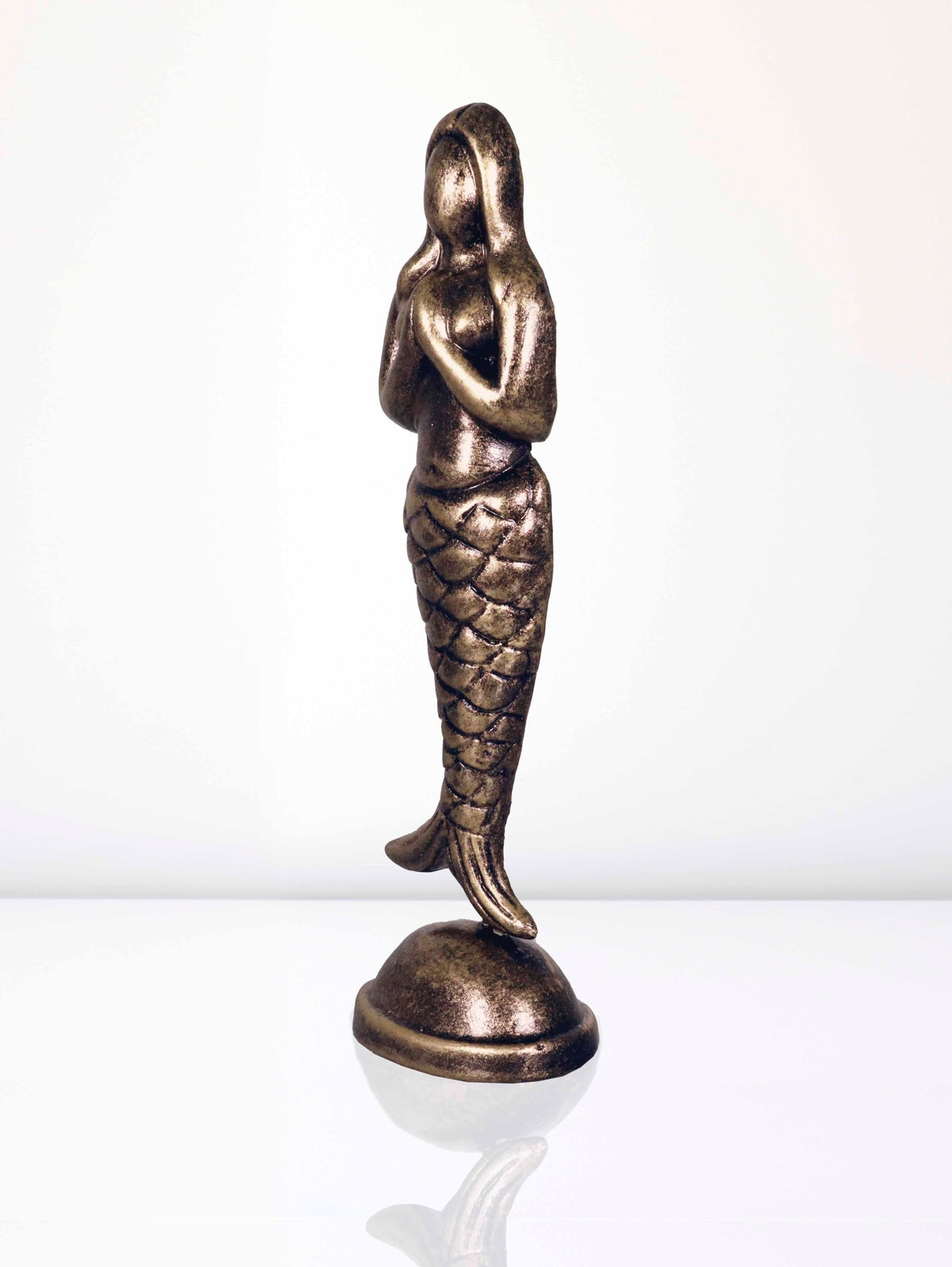 Niharika Collections Handmade Clay Terracotta Abstract Sculpture Matsya Kanya Idol for Gifts and Décor (Metallic Golden)