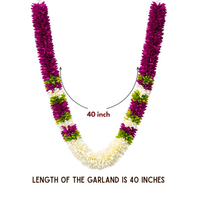 Flower Garland for Pooja Mandir Decoration, 40 Inches Hanging Mala for Photo Frame, Haar Mala for God Idols, Photo Frames of Loved Ones, Ancestors, Pitra & Pooja Room Décor (Voilet)