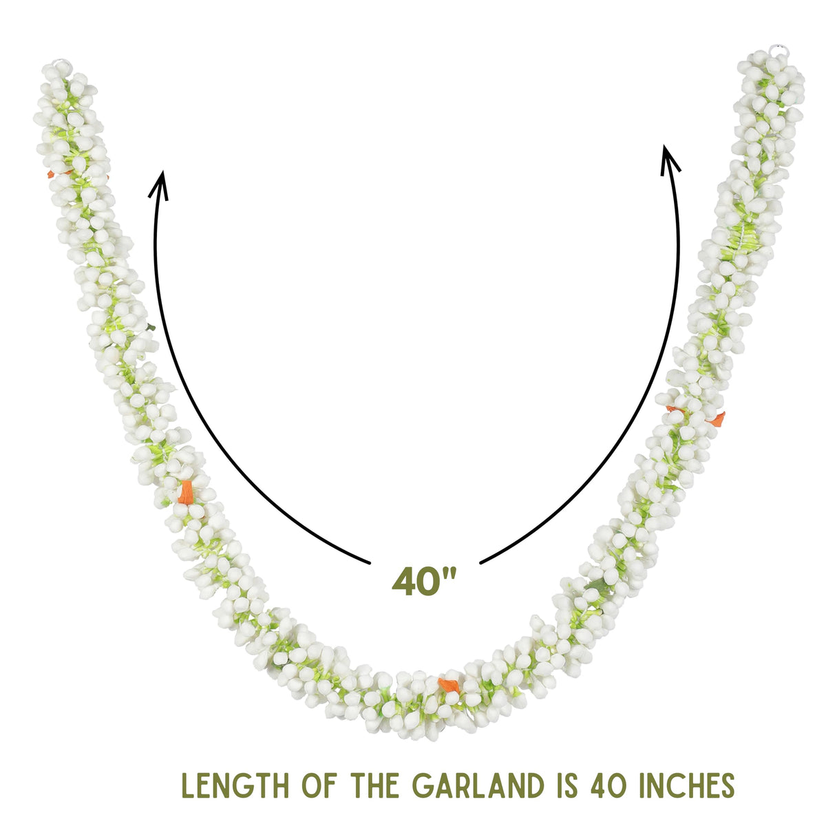Flower Garland for Pooja Mandir Decoration, Hanging Mala for Photo Frame, Decorative Haar Mala for God Idols, Photo Frames of Loved Ones, Ancestors, Pitra & Pooja Room Dcor (White)