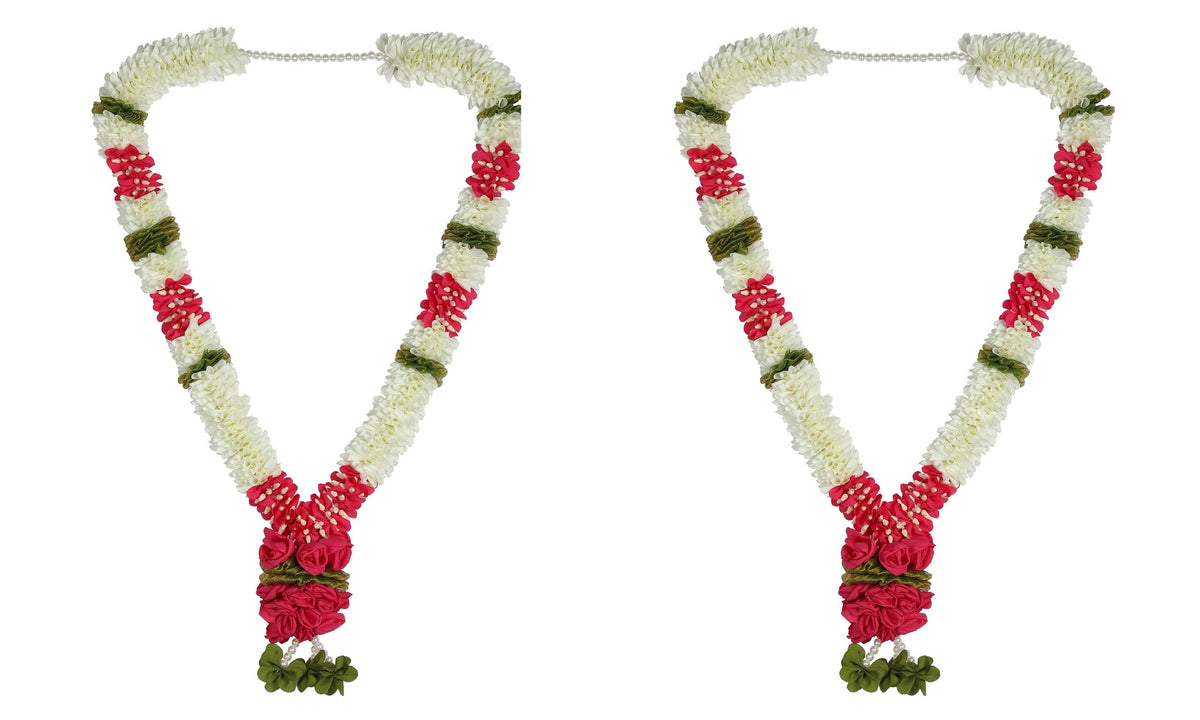 A Pair of Garland with Jasmin Buds Off White 5ft Long, Artificial Garland for Decoration,God Idol, Festivals, Home Decor, Varalakshmi, Diwali,Ugadi & Wedding