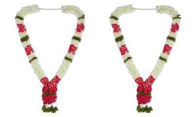 A Pair of Garland with Jasmin Buds Off White 5ft Long, Artificial Garland for Decoration,God Idol, Festivals, Home Decor, Varalakshmi, Diwali,Ugadi & Wedding