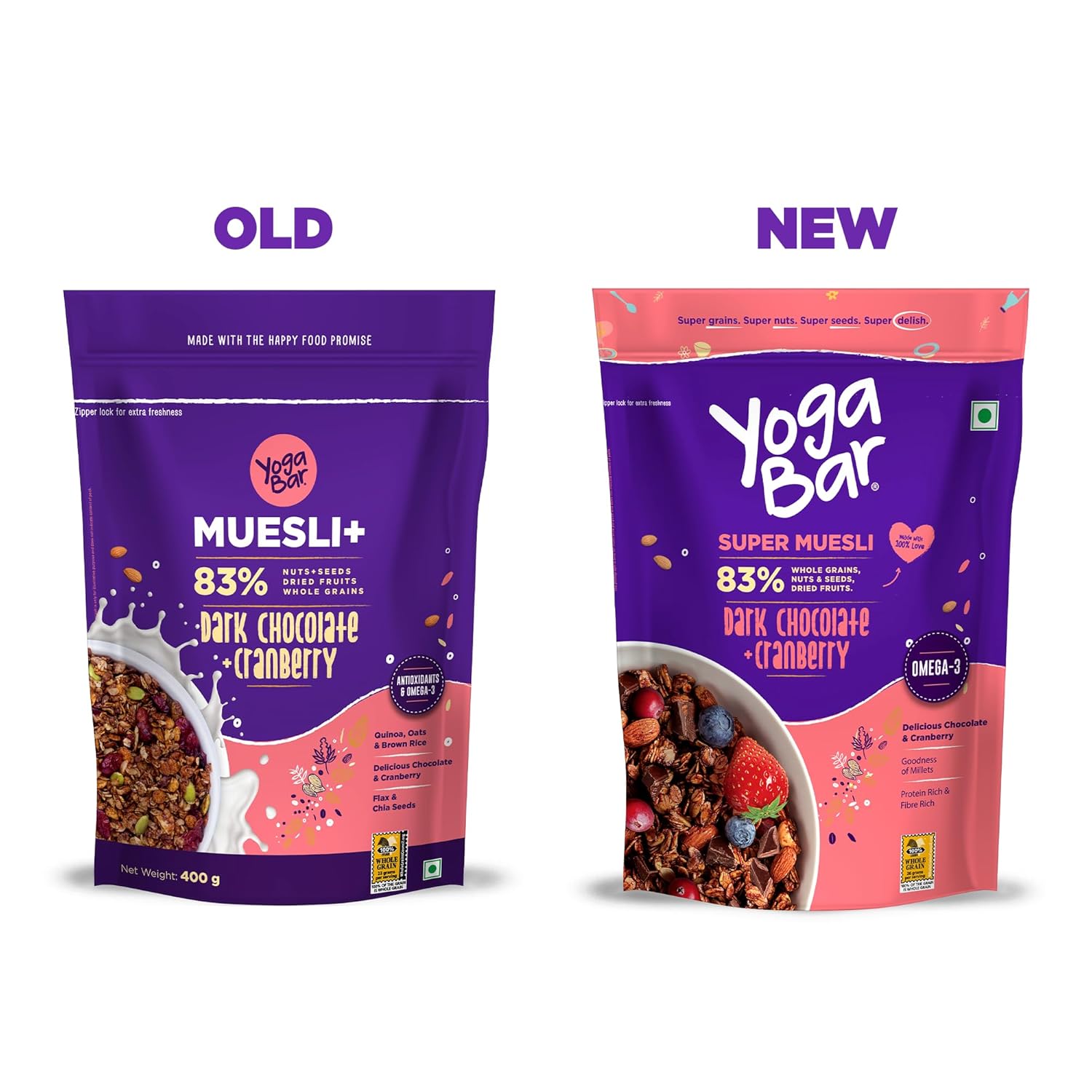 Yoga Bar Dark Chocolate + Cranberries Muesli - Indyancart