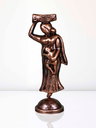 Niharika Collections Handmade Clay Terracotta Abstract Sculpture Farmer Mother Idol for Gifts and Décor (Metallic Bronze)