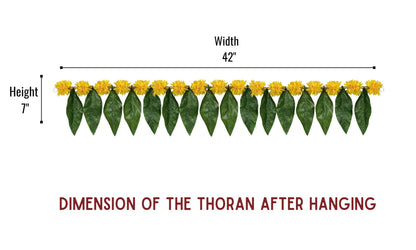 Toran for Main Door Entrance, Handmade Green Mango Leaf Toran, Traditional Bandarwal for Festival, Pooja, Wedding & Home Decor, Artificial Leaf Door Hanging (42 x 7 Inches)