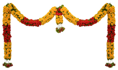 Toran for Main Door Entrance, Bandarwal for Festival, Pooja Mandir & Wedding, Handmade Traditional Flower Hanging for Home & Office Decor (42 inches 18 inches) Yellow
