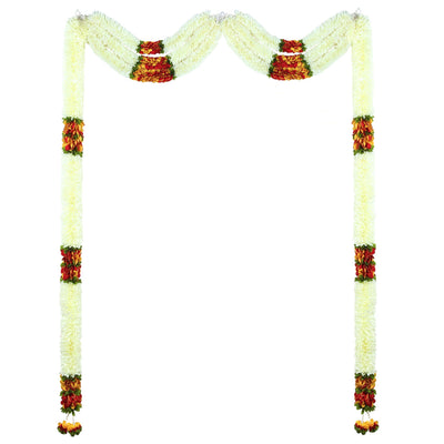 Toran for Main Door Entrance, Bandarwal for Festival, Pooja Mandir & Wedding, Handmade Traditional Flower Hanging for Home & Office Decor (42 inches 24 inches) White