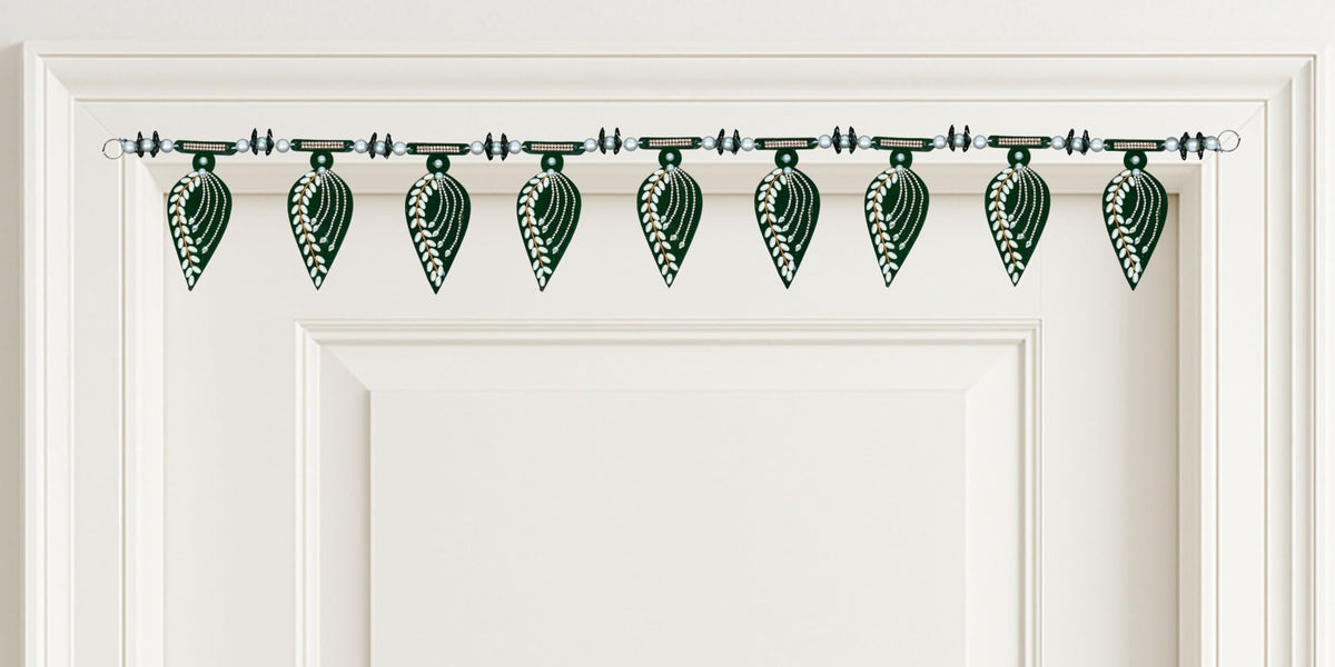 Toran for Main Door Entrance, Handmade Mango Leaf Toran, Traditional Bandarwal for Festival, Pooja, Wedding & Home Decor, Doorway Decorative Hanging (42 x 6 Inches, Green)