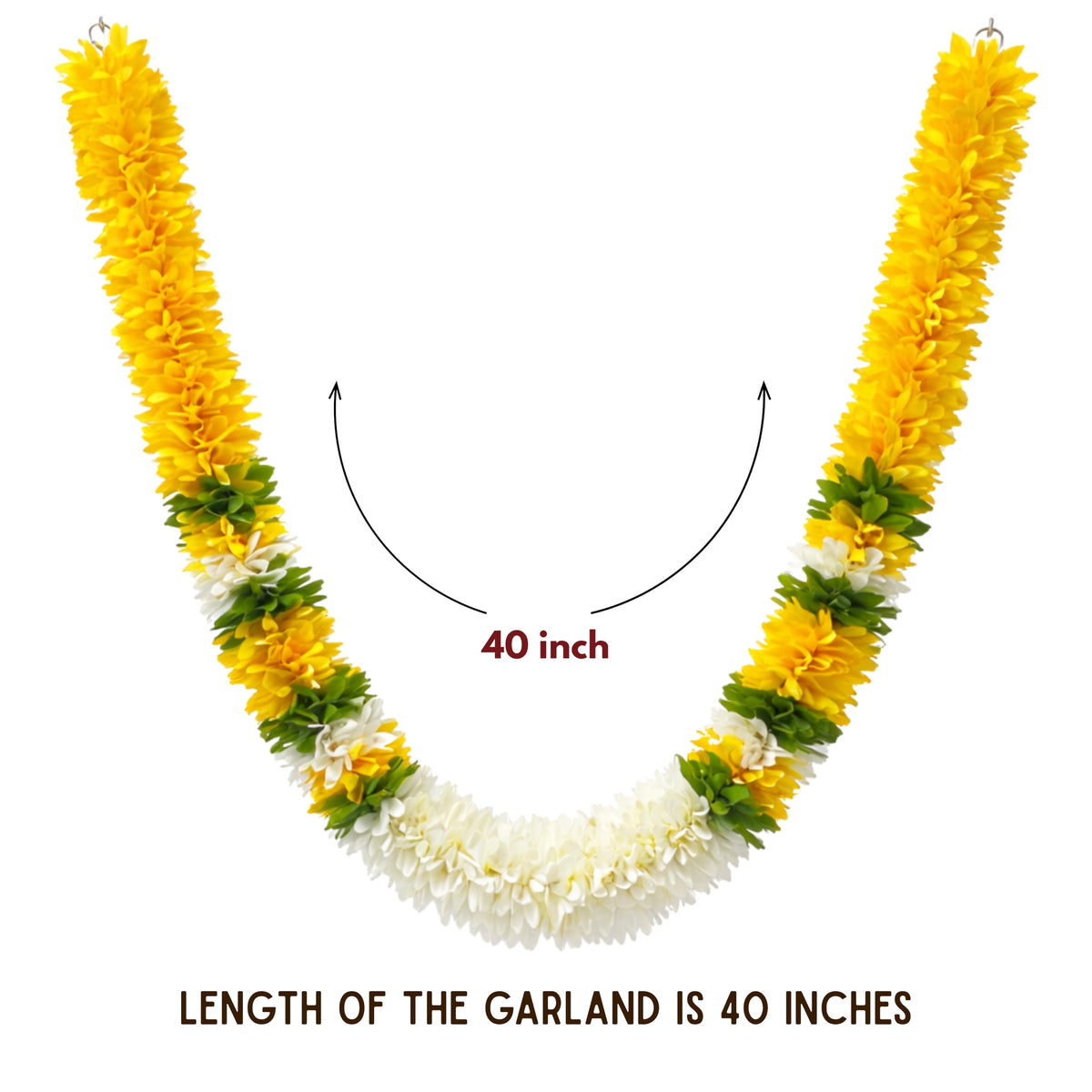 Flower Garland for Mandir Decoration, 40 Inches Hanging Mala for Photo Frame, Haar Mala for God Idols, Photo Frames of Loved Ones, Ancestors & Pooja Room Décor (Sunflower Yellow)