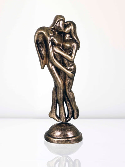 Niharika Collections Handmade Clay Terracotta Abstract Sculpture Loving Angels Idol for Gifts and Décor (Metallic Golden)