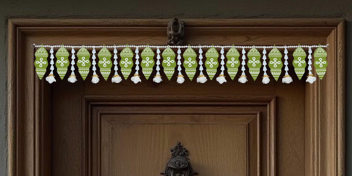 Toran for Main Door Entrance, Handmade Mango Leaf Toran, Traditional Bandarwal for Festival, Pooja, Wedding & Home Decor, Artificial Doorway Leaf Hanging (42 x 5.5 Inches, Green)