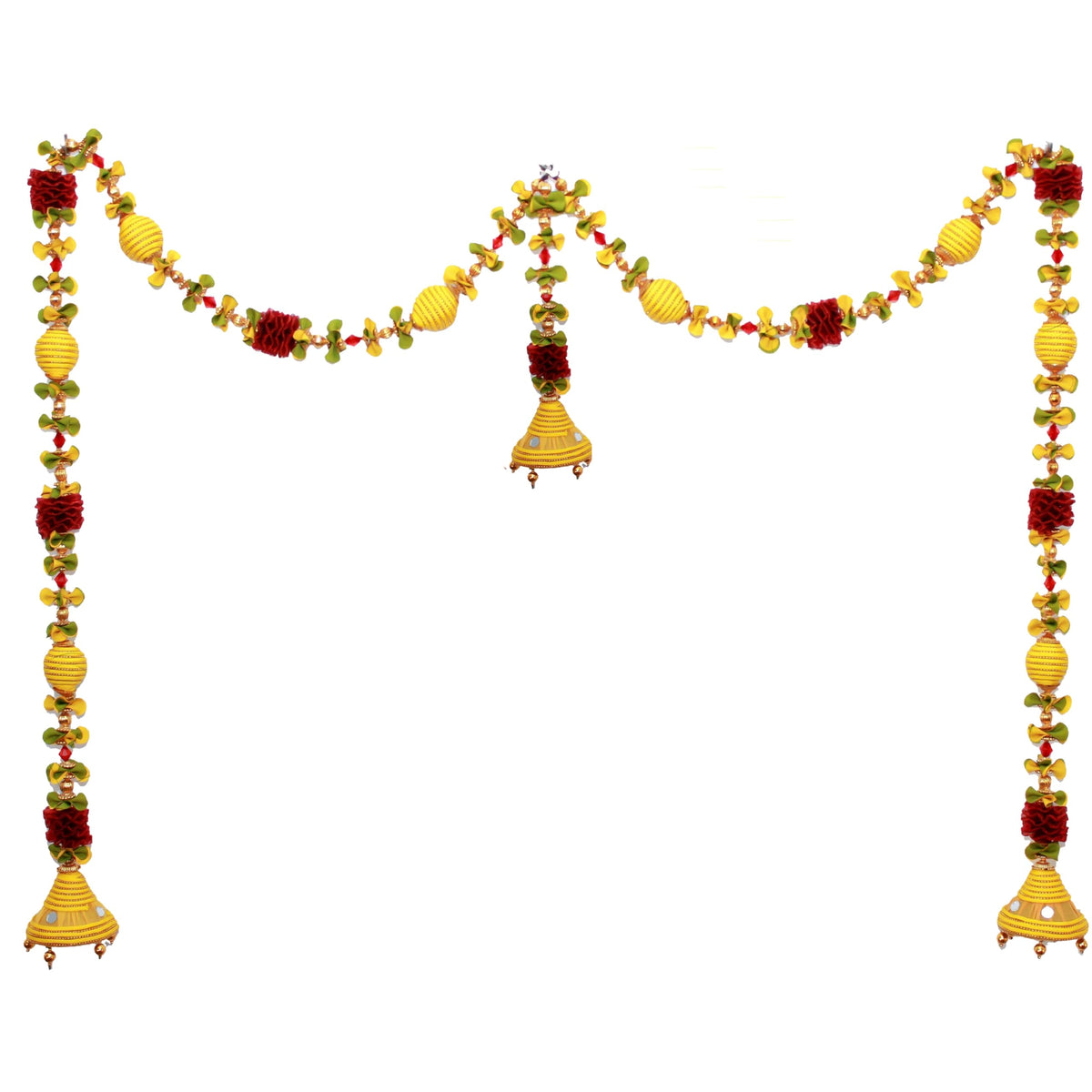 Jumka Doorway Flower toran, Hanging Golden Yellow Toran for Main Door Entrance, Reusable Thoran for Mandir & Living Room Dcor, Bandarwal for Festival Decoration (20x42 inch)