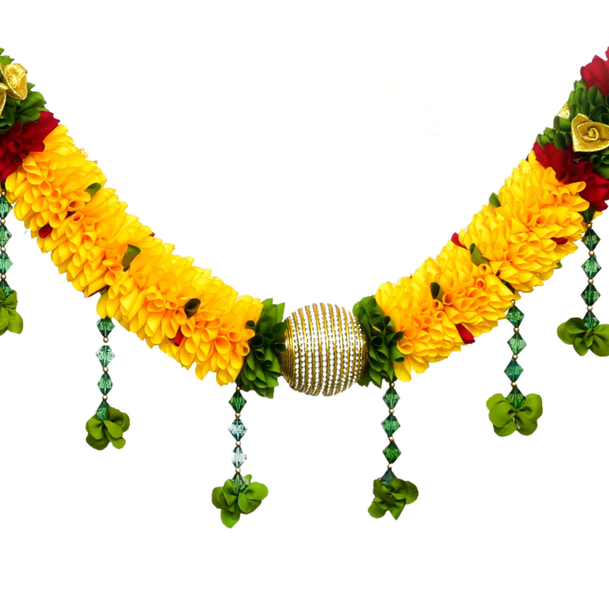 Toran for Main Door Entrance, Bandarwal for Festival, Pooja Mandir & Wedding, Handmade Traditional Flower Hanging for Home & Office Decor (42 inches 30 inches) Yellow