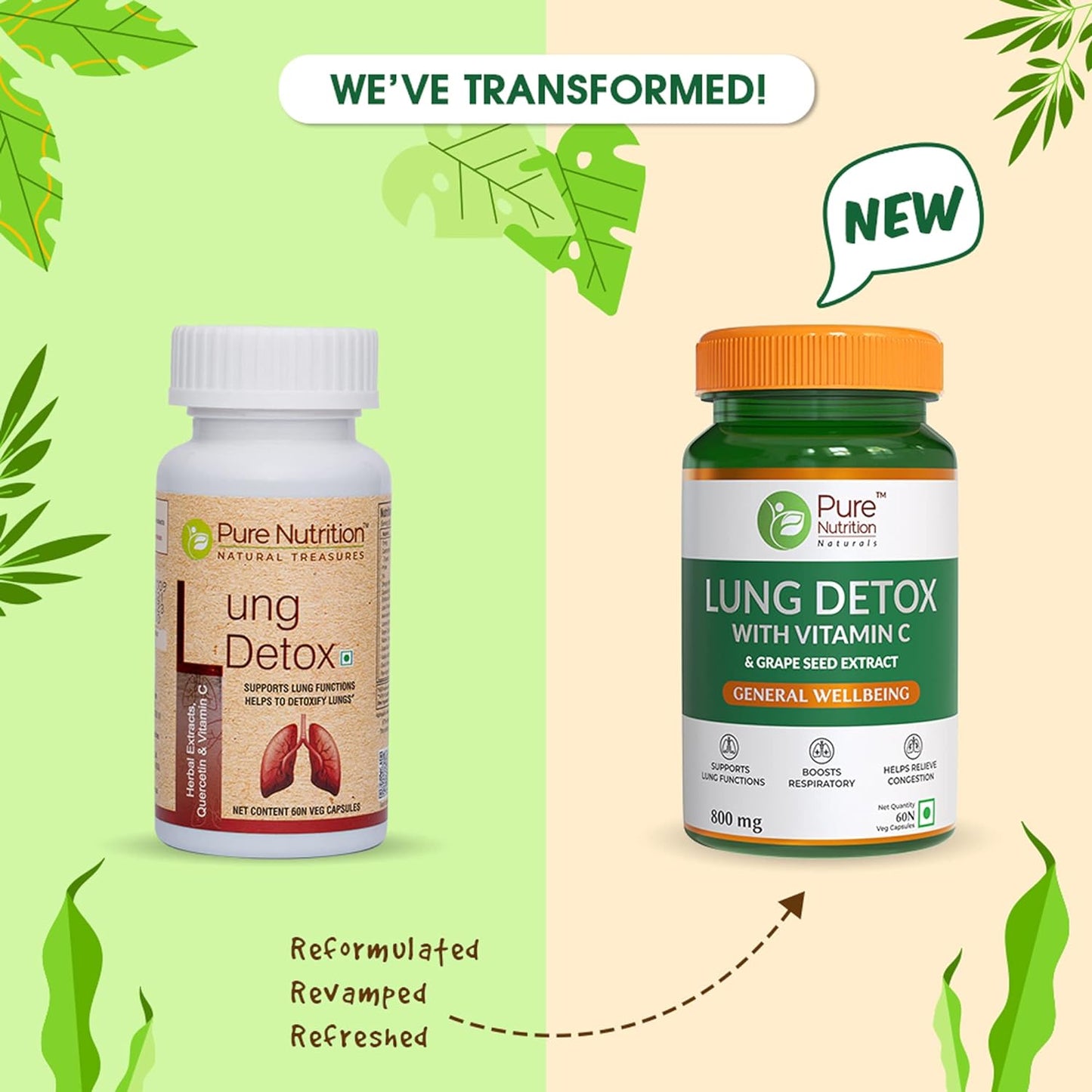 Pure Nutrition Lung Detox with Vitamin C & Grape Seed Extract Veg Capsules