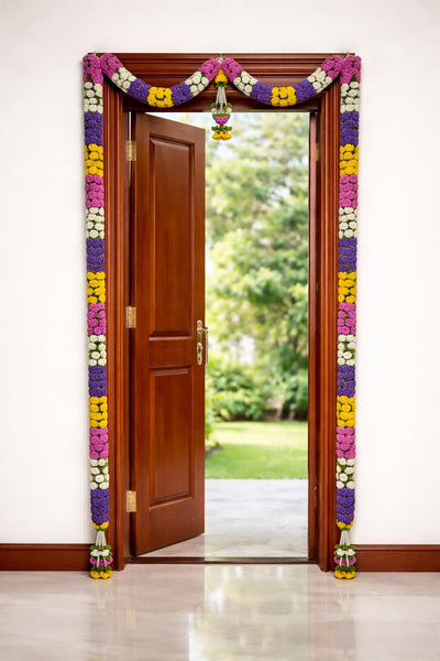 Multi Colour Hanging Artificial Flower Toran for Main Door Entrance, Reusable Thoran for Pooja Mandir, Living Room & Home Décor, Bandarwal for Festival Decoration (56x82 inch)