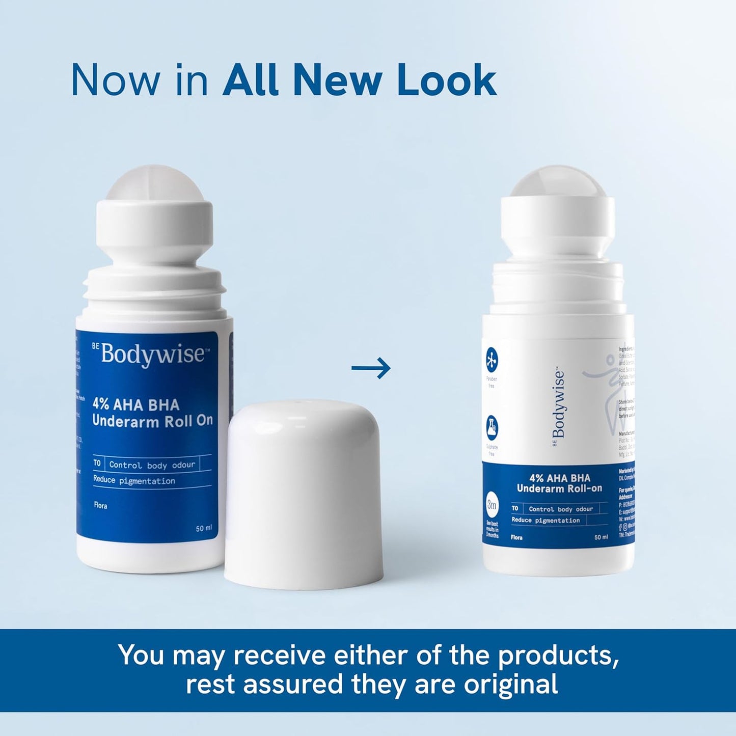 BeBodywise 4% AHA BHA Underarm Roll On - Fragrance Free - Indyancart