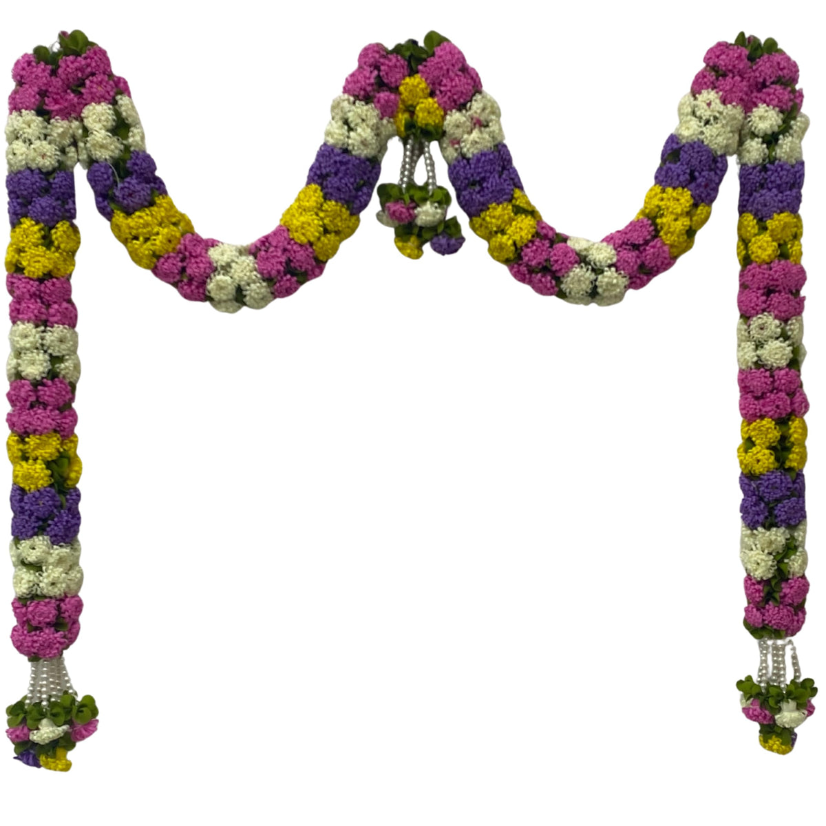 Cream & Pink Hanging Artificial Flower Toran for Main Door Entrance, Reusable Thoran for Pooja Mandir, Living Room & Home Décor, Bandarwal for Festival Decoration (56x33 inch)