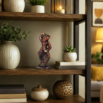 Niharika Collections Handmade Clay Terracotta Abstract Sculpture | Home Décor & Gift | Spiritual & Cultural Art | Baul - Folk Singer Idol (Color Bronze)