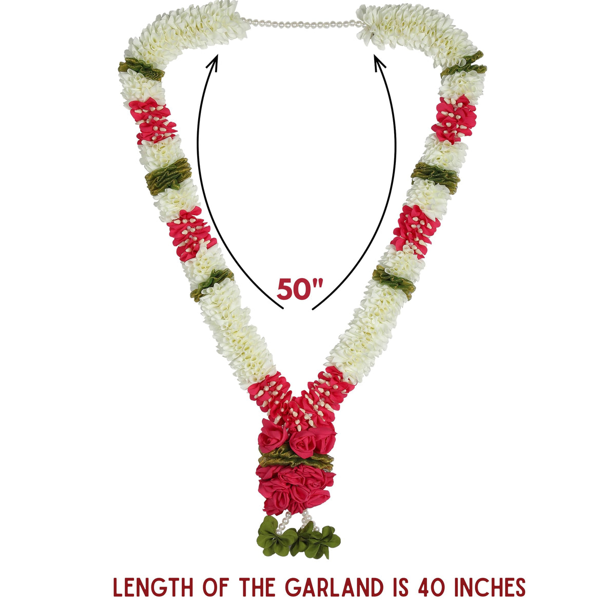 A Pair of Garland with Jasmin Buds Off White 5ft Long, Artificial Garland for Decoration,God Idol, Festivals, Home Decor, Varalakshmi, Diwali,Ugadi & Wedding