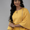 Indyancart IE Women Yellow Yoke Design Regular Kurta with Palazzos & Dupatta
