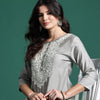 Dhiyona IE Ethnic Motifs Embroidered Thread Work Kurta with Trousers