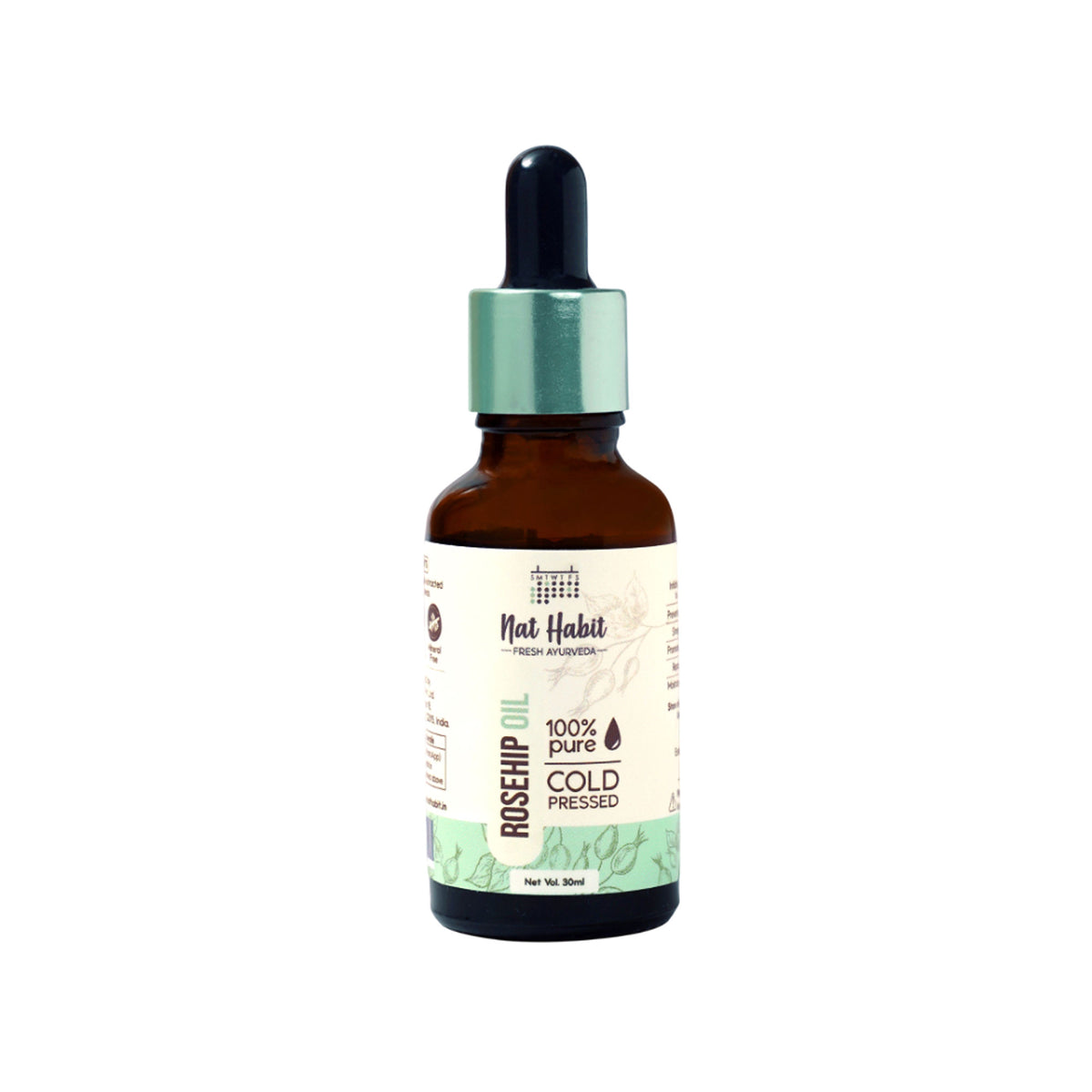 Nat Habit 100% Pure Rosehip Seed Oil For Face Aging Skin, Minimises Wrinkles And Fades Acne Scars