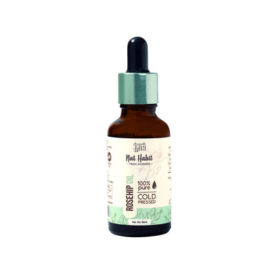 Nat Habit 100% Pure Rosehip Seed Oil For Face Aging Skin, Minimises Wrinkles And Fades Acne Scars