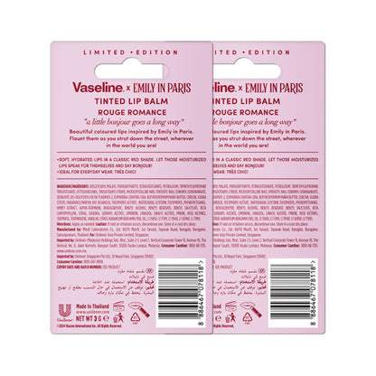 Vaseline Rouge Romance Emily In Paris Limited Edition Red Tinted Lip Balm Stick - Pack Of 2