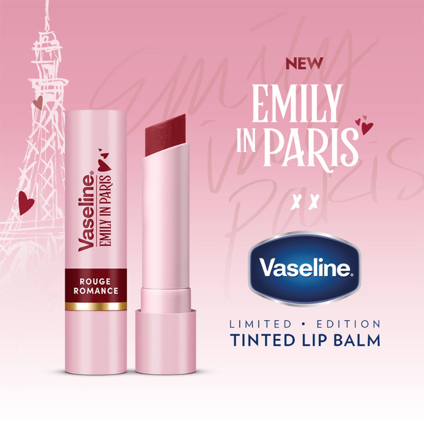 Vaseline Rouge Romance Emily In Paris Limited Edition Red Tinted Lip Balm Stick - Pack Of 2