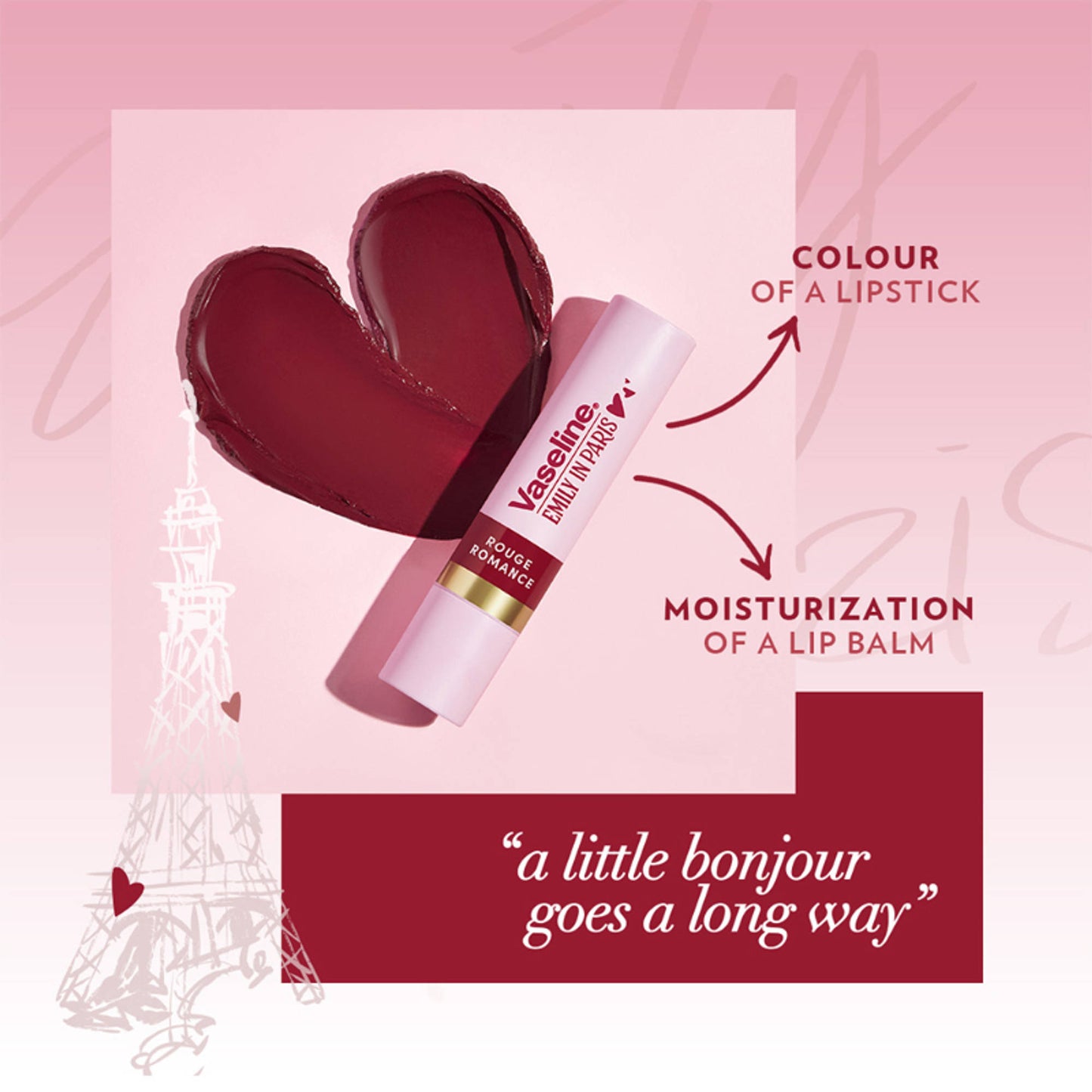 Vaseline Rouge Romance Emily In Paris Limited Edition Red Tinted Lip Balm Stick - Pack Of 2