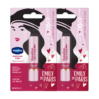 Vaseline Parisian Pink Emily In Paris Limited Edition Pink Tinted Lip Balm Stick - Pack Of 2