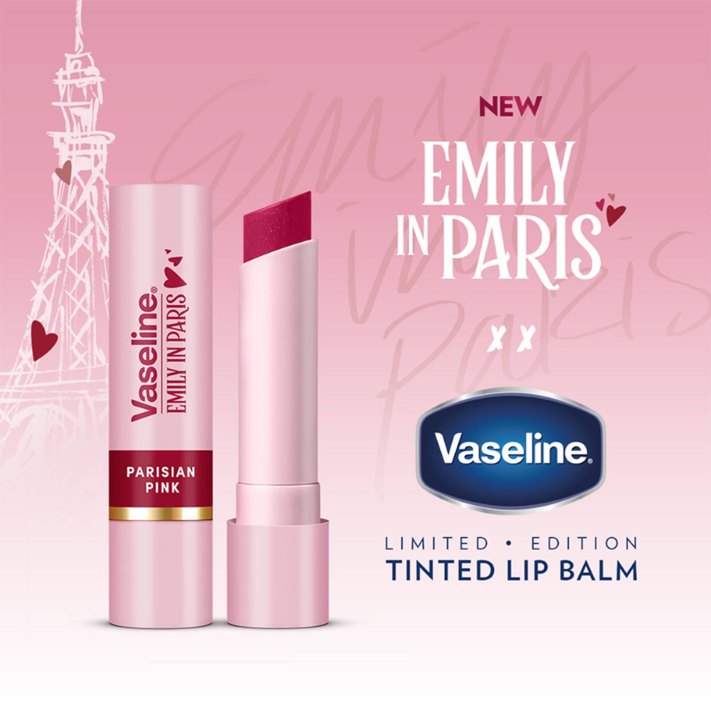 Vaseline Parisian Pink Emily In Paris Limited Edition Pink Tinted Lip Balm Stick - Pack Of 2
