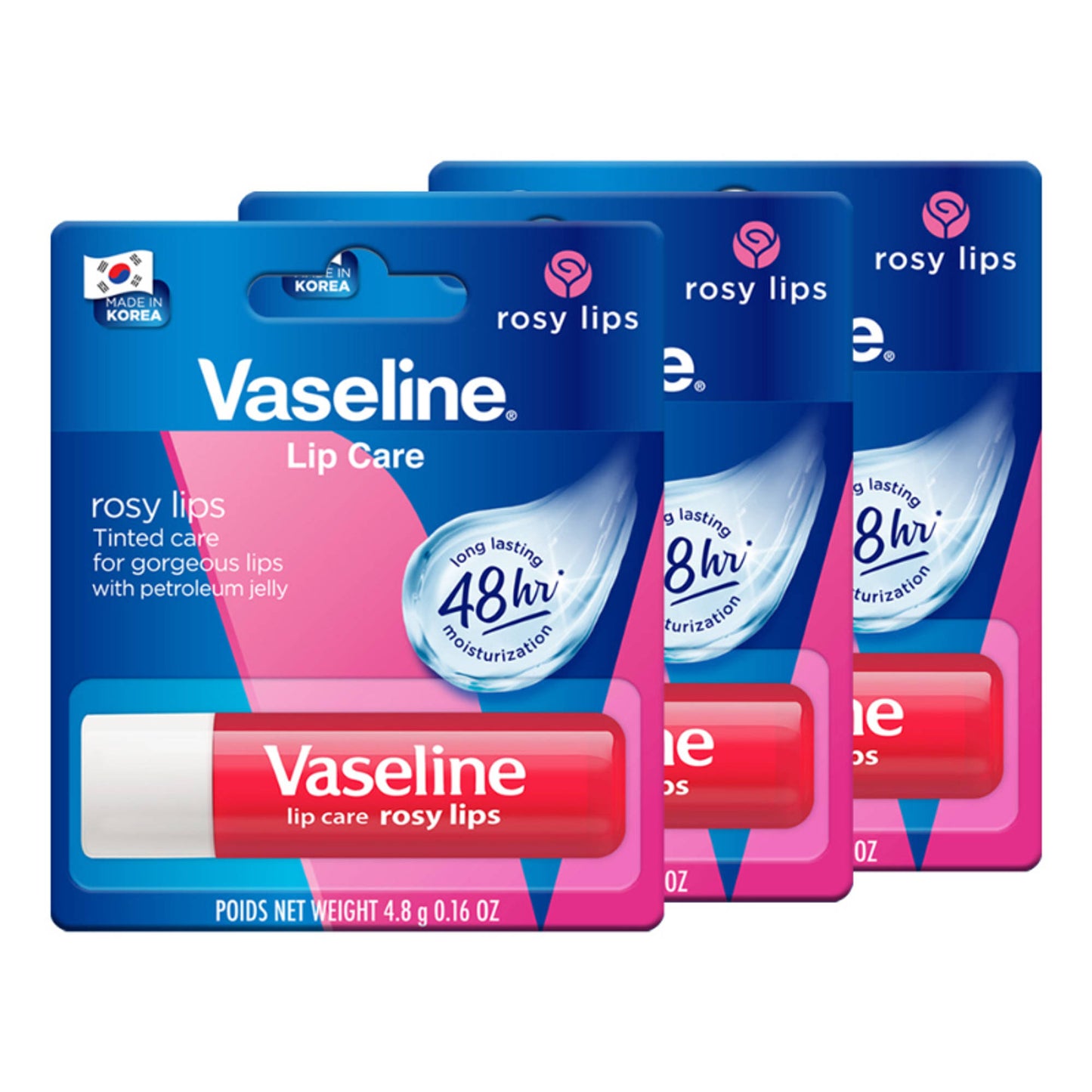 Vaseline Lip Care Rosy Lips Tinted Lip Balm Stick - Pack Of 3