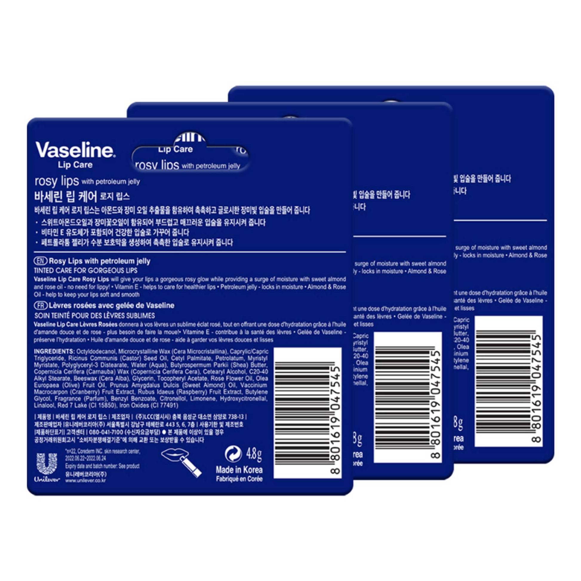 Vaseline Lip Care Rosy Lips Tinted Lip Balm Stick - Pack Of 3