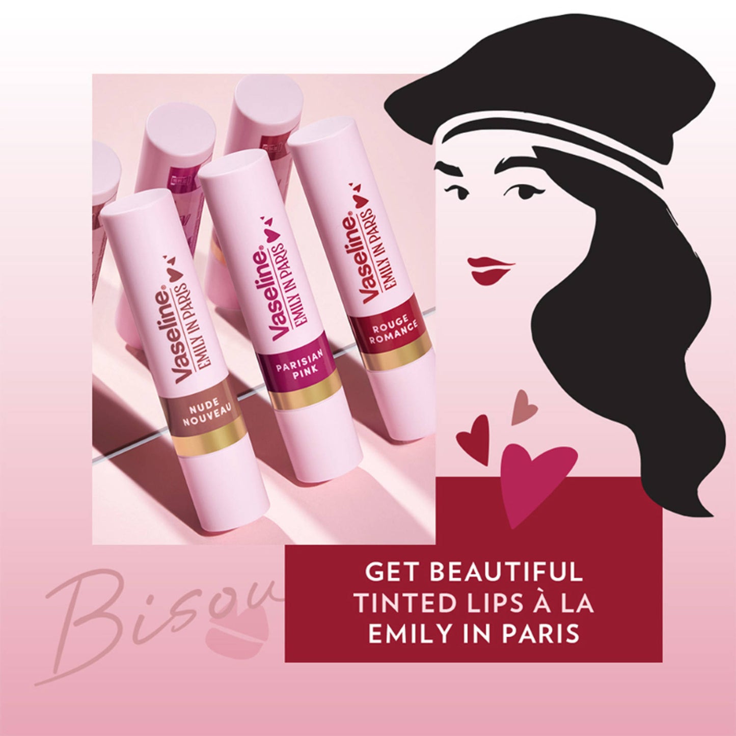 Vaseline Rouge Romance Emily In Paris Limited Edition Red Tinted Lip Balm Stick - Pack Of 3